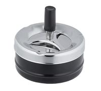 Relaxdays Ashtray with Spin Lid, Metal, Plastic, Outside, Inside, 9.5 cm Diameter, Odourless, Windproof, Silver/Black, Iron