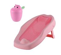 Relaxdays Baby Bathing Aid Set, with Rinse Cup, Tear-Free, Non-Slip Bath Insert, HWD: 19x51.5x30 cm, PP/TPE, Pink