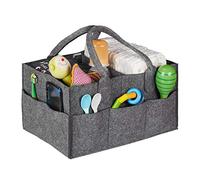 Relaxdays Baby Diaper Caddy, 11 Compartments, Removable Dividers, Portable Bag, H x W x D: 34 x 33 x 23 cm, Dark Grey