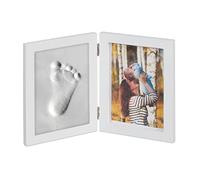 Relaxdays Baby Picture, Plaster Cast, Set for Hand-or Footprint, DIY Framed Keepsake, Gift Idea, White, Fibreboard, 19 x 28 x 1 cm