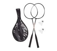 Relaxdays Badminton Set with Carrying Bag, 2 Robust Shuttlecocks and Rackets for Children/Adults, HxW 66 x 20 cm, Grey