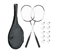Relaxdays Badminton Set, with Travel Bag, 2 Rackets, 10 Shuttlecocks, Sports Game, Children & Adults, Black/White, Iron, 66 x 20 x 2.5 cm