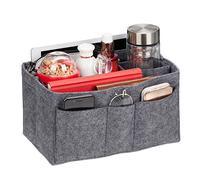 Relaxdays, Felt, Many Compartments, Handbag Organiser, Storage Bag, Portable, Removable, Size M, Dark Grey