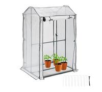Relaxdays Balcony Greenhouse, 4 Shelves, HWD: 150 x 100 x 80 cm, Cultivation, Cold Frame, PVC, Steel, Transparent/Green