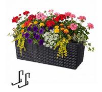 Relaxdays balcony planter, self-watering, HWD: 19x50x19 cm, railing bracket, insert & indicator, PP, black