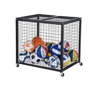 Relaxdays ball trolley, 4 castors, brakes, HWD: 81.5 x 85 x 66 cm, black