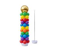 Relaxdays Balloon Column Stand Set of 2, Telescopic Poles, 45-205 cm, Silver/White for Weddings and Birthdays