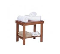 Relaxdays bamboo 2-tier bathroom stool with shelf, HxWxD: 41 x 44 x 28 cm, living room & hallway, natural