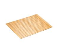 Relaxdays Bamboo Bath Mat, 80x50 cm, Non-Slip, for Shower, Roll-up Bathroom Accessory, Rubber Pads, Slats, Natural/White, 80 x 50 cm