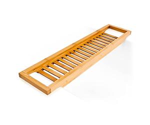 Relaxdays bamboo bath rack, with lattice look, bath bridge for soap or sponges, with holders, natural, H x W x D approx. 4 x 64 x 15 cm