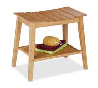 Relaxdays Bamboo Bathroom Bench, Extra Shelf for Towels, Versatile, HxWxD: 45 x 51.5 x 34 cm, Storage Space, Natural