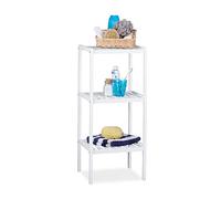 Relaxdays Bamboo Bathroom Rack with 3 Shelves, 80 x 34.5 x 33 cm, Colorful Shelving Unit for Children, Kitchen Rack, White