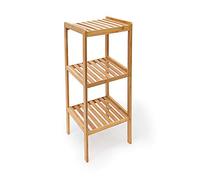 Relaxdays Bamboo Bathroom Shelf with 3 Tiers, 79 x 33 x 33 cm, Free-Standing Shelving Unit, Wooden Storage Shelves, Natural Brown