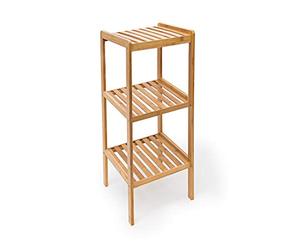 Relaxdays Bamboo Bathroom Shelf with 3 Tiers, 79 x 33 x 33 cm, Free-Standing Shelving Unit, Wooden Storage Shelves, Natural Brown