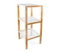 Relaxdays Bamboo Tiers 80 x 33 x 34 cm Chic Standing 3 Shelves Wood as Kitchen Shelf or Wooden Rack for Storage in The Bathroom, White/Natural Brown