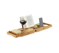 Relaxdays Bamboo Bathtub Caddy with Bookstand