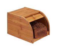 Relaxdays 10024208 Bamboo Bread Bin, Rolling Front Lid, Aroma-Preserving Storage Box, HWD: 18x20x27 cm, Natural