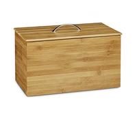 Relaxdays Bamboo Bread Bin as Bread Holder Size: 23 x 36 x 21 cm Bread Container Store Bread Rolls Pastries Cakes in Wooden Bread Box Wood Bread Holder For Fresh Bread and Baked Goods, Natural Brown