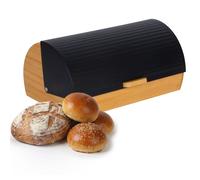 Relaxdays Bamboo bread bin with flip lid