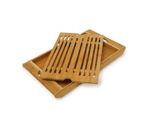Relaxdays Bamboo Bread Board with Crumb Catcher
