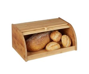 Relaxdays Bamboo Breadbox with Rolling Lid