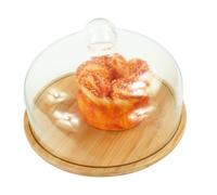 Relaxdays Bamboo cake plate with glass lid