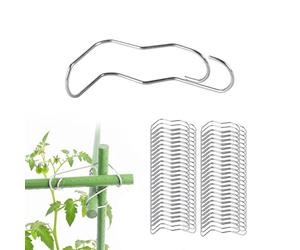 Relaxdays Bamboo cane clips, stainless steel, 100