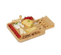 Relaxdays Bamboo cheese board with 4-piece cutlery set