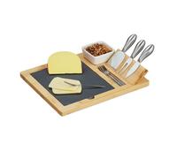 Relaxdays Bamboo cheese board with 9-piece accessories