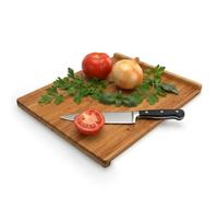 Relaxdays Bamboo Chopping Board, HxWxD: ca 2.5 x 38 x 45 cm, No-Slip, Double Counter Edge,Double-Sided, Natural Brown