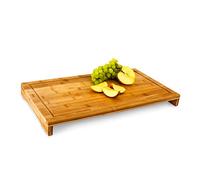 Relaxdays Bamboo Chopping Board, Size: 4.5 x 52 x 29 cm, Wooden Cutting Board, Serving Board with Juice Groove and Counter Edge, Brown