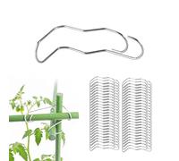 Relaxdays bamboo clips 100 pcs, stainless steel, Ø 12 mm, for DIY trellises, plant clips, silver