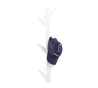 Relaxdays Bamboo Coat Rack, 6 Hooks, Hanging Hook Bar for Bathroom and Hallway, HxWxD: 78 x 26 x 7 cm, White