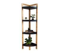 Relaxdays Bamboo Corner Shelf, 4 semi-circular shelves, HWD: 105.5x23x23 cm, space-saving, natural/black
