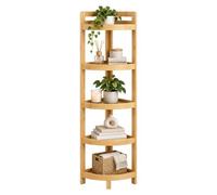 Relaxdays Bamboo Corner Shelf, 5 Half-Round Shelves, 116x23x23 cm, Natural | Freestanding corner shelf for bathroom and kitchen, space-saving