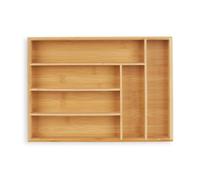 Relaxdays Cutlery tray, drawer insert with 6 compartments, for kitchen cutlery, bamboo, HxWxD 5 x 25.5 x 35.5 cm, natural