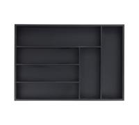 Relaxdays Bamboo Cutlery Tray, 6 Compartments, HWD: 5 x 43 x 30.5 cm, Kitchen Drawer Insert, Silverware Organiser, Black