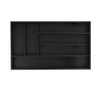 Relaxdays Bamboo Cutlery Tray, 6 Compartments, HWD: 5 x 46 x 28 cm, Kitchen Drawer Insert, Silverware Organiser, Black