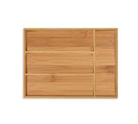 Relaxdays Cutlery Tray, 4 Compartments, Bamboo, 5 x 26 x 35.5 cm, Small Kitchen Drawer Insert, for Utensils, Natural