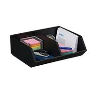Relaxdays Bamboo Desk Organiser, Office & Home, 2 Compartments, Stackable, Multifunctional, 12.5 x 35 x 31cm, Anthracite, 12.5 x 35 x 31 cm