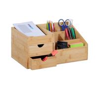Relaxdays Bamboo Desk Organiser with 2 Drawers