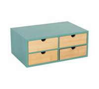 Relaxdays Bamboo Desk Organizer with 4 Drawers, Office Supplies Storage, 14x33x21 cm, Mint/Natural