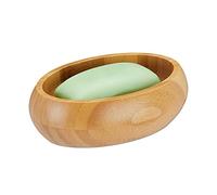Relaxdays Bamboo Dish, Drip Tray, Non-Slip, Moisture-Resistant Bathroom Soap Holder, HxWxD 4.5 x 14 x 10cm, Natural, 4.5 x 14 x 10 cm
