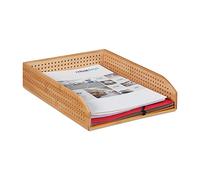 Relaxdays Bamboo Document Holder Tray, Perforated, Stackable, A4, Desk Organizer, Office, HWD: app. 7 x 25 x 33 cm, Natural