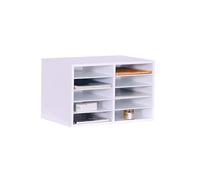Relaxdays Bamboo Document Tray, A4, 10 Slots, Office, Home Office, HxWxD 31x49x31 cm, Desk Organiser, White