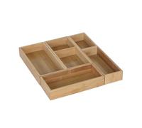 Relaxdays Bamboo Drawer Insert 5-Piece Set, Universal Cutlery Organizer, 27x12.5x5 cm, Natural