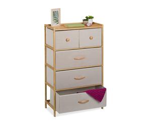 Relaxdays Bamboo Drawer Unit, 5 Drawers in 2 Sizes