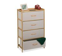 Relaxdays Bamboo Drawer Unit with 4 Drawers