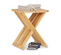 Relaxdays Bamboo Folding Stool, Natural Look, Small, Space-Saving, Foldable Chair for Children, HWD 42x32x27 cm, Natural