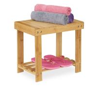 Relaxdays Bamboo Footstool with Shelf